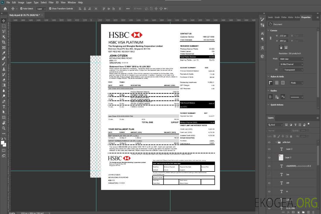 Modèle de relevé de carte de crédit Visa Platinum de la banque HSBC de Hong Kong au format de fichier .xls et .pdf template Modèle de relevé de carte de crédit Visa Platinum de la banque HSBC de Hong Kong au format de fichier .xls et .pdf template